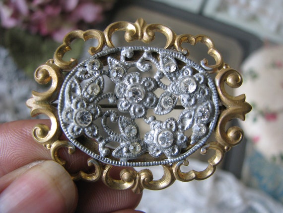 Antique Paste Brooch, Antique Pot Metal Brooch, B… - image 5