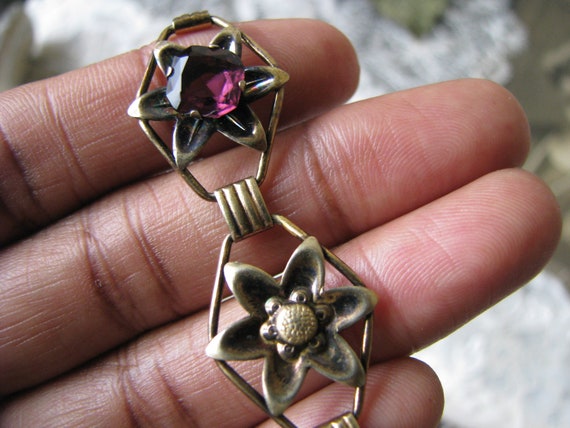 Art Deco Paste Bracelet, Purple Paste Bracelet, St