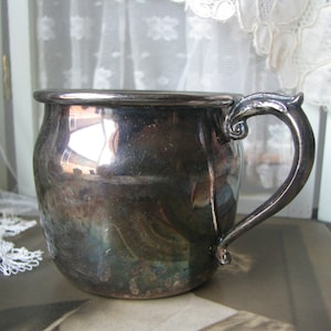 Antique Silver Baby Cup, Silver Plate Baby Cup, Pot Belly Baby Cup, Elegant Baby Cup, Old Baby Cup