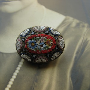 Antique Italian Mosaic Brooch, Antique Mosaic Brooch, Italian Mosaic, Italian Jewelry, Italian Brooch, Vintage Brooch