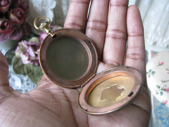 Vintage Pocket Watch Locket, Large Round Locket, … - image 1