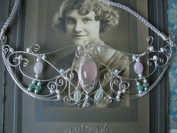 Fairy Jewel Necklace, Wire Wrapped Fairy Crown , F