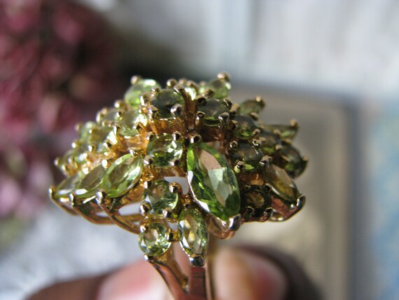 Vintage Peridot Ring, Sterling Silver Peridot Ring
