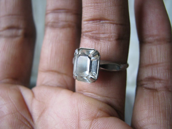 Art Deco Paste Ring, Paste Solitaire Ring, 1930's… - image 6