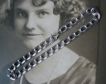 Vintage sterlingzilveren dubbele curb link bedelarmband