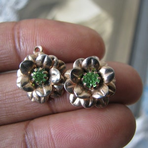 Vintage Flower Charms, Vintage Earring Drops, Rhinestone Flower Drops, Vintage Drop Earrings