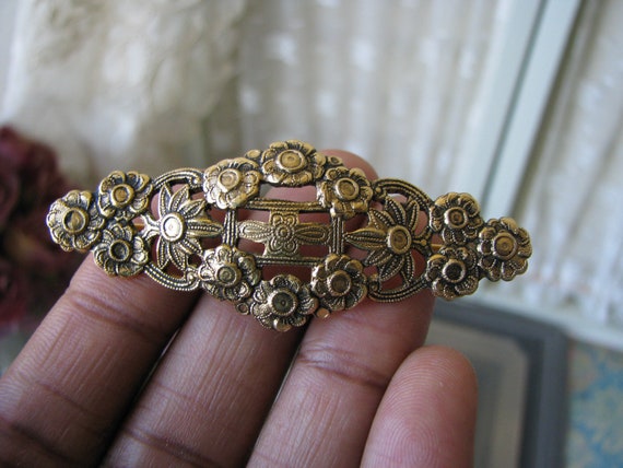 Art Deco Repousse Brooch, Art Deco Openwork Brooc… - image 2