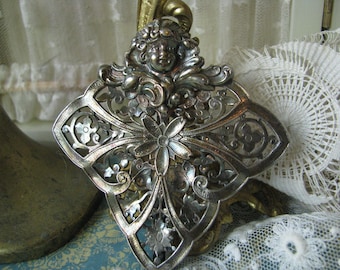 Antique Silver Plate Sash Buckle, Fishel Nessler Art Nouveau Jewelry