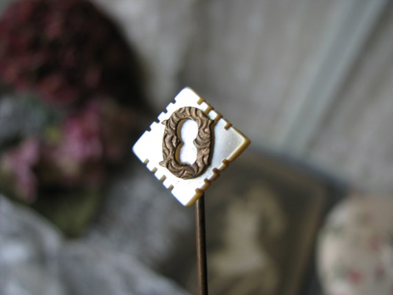 Victorian Stick Pin, Mother Of Pearl Stick Pin, L… - image 1