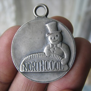 Advertising Key Fob, NORTHCOOL Key Fob, Snowman Key Fob, Vintage Key Fob, Northcool Men&#39;s Suits, Key Return Tag, Return Tag, Christmas Fob