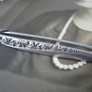 Antique Bar Brooch, Victorian Silver Brooch, Antique Repousse Brooch, Silver Repousse Brooch, Antique Wedding Brooch, Bridal Brooch
