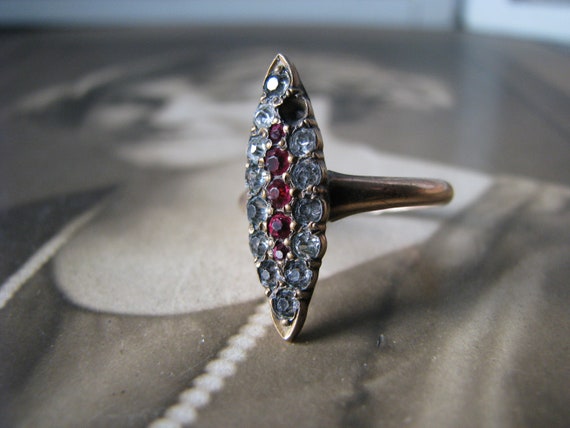 Antique Paste Ring, Victorian Paste Ring, 10kt Rose G… - Gem