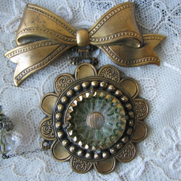 RARE Vintage Brooch, H. Pomerantz Inc. N.Y., H. Pomerantz Brooch, 1940's Brooch, Victorian Revival Brooch, Oversized Brooch