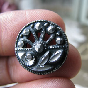 Antique Pewter Button, Antique French Button, Victorian Pewter Button, Pewter Openwork Button, Lacy Openwork Button