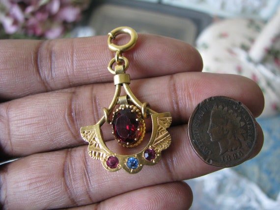 Antique Paste Pendant, Victorian Paste Pendant, A… - image 7
