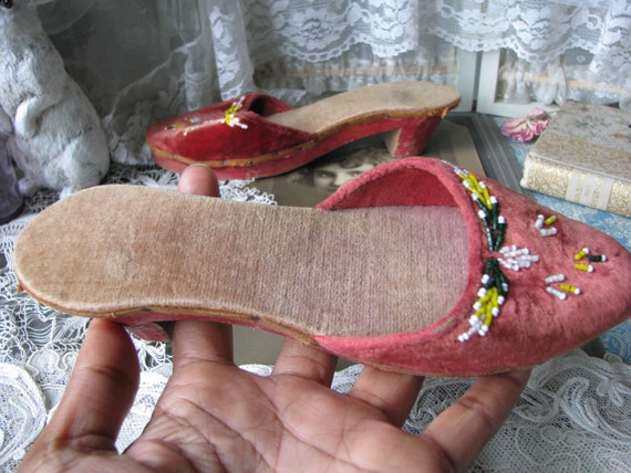 Antique Beaded Shoes, Antique Velvet Shoes, Antiq… - image 6