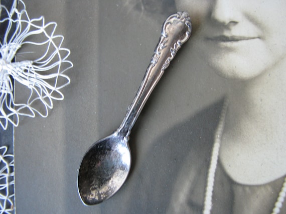 Vintage Spoon Brooch, Sterling Silver Spoon Brooc… - image 1