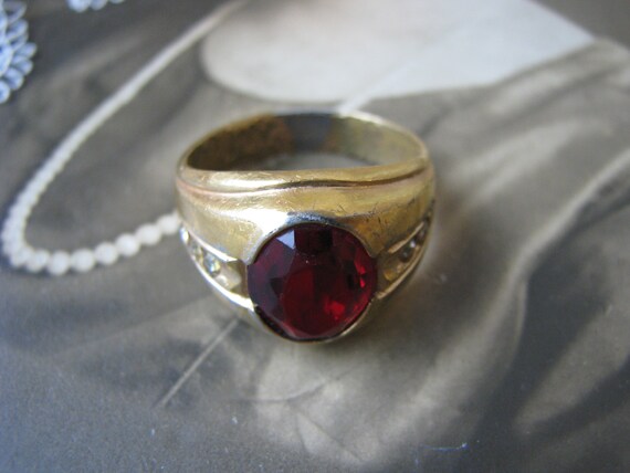 Antique Paste Ring, Men's Paste Ring, Gold Filled… - image 9