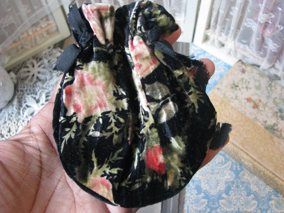 Antique Velvet Pouch, Antique Victorian Pouch, Si… - image 3