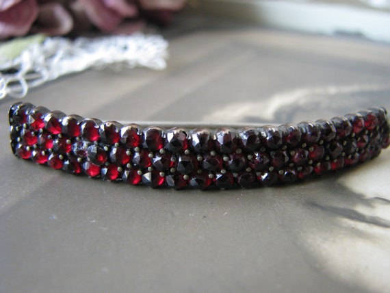 Antique Bohemian Garnet Brooch, Victorian Garnet B