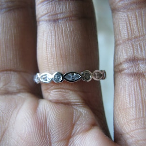 Anello vintage in stile Art Deco, cinturino CZ Eternity in argento sterling, anello CZ Eternity, fede nuziale CZ, taglia 7