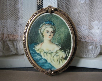 Antique Celluloid Cameo Brooch, Celluloid Cameo Brooch, Painted Cameo Brooch, Wedding Brooch, Bridal Brooch, Wedding Cameo