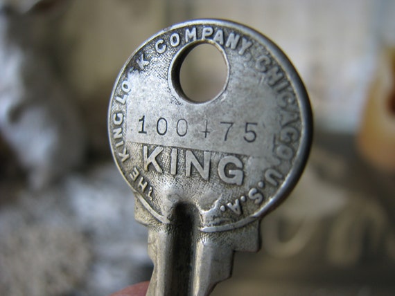 Antique Flat Key, The King Lock Company, Flat Bra… - image 2