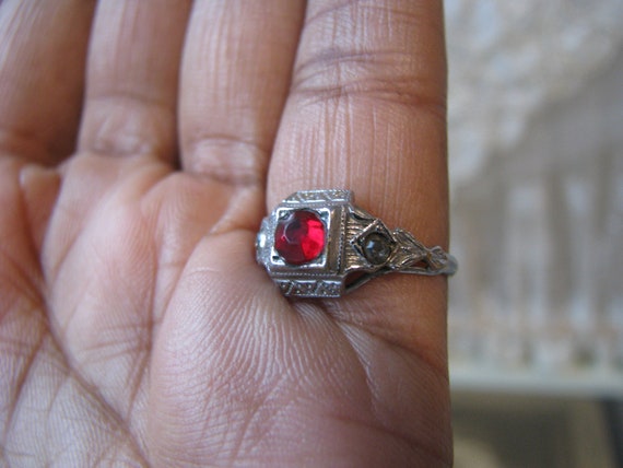 Antique Paste Ring, Red Paste Ring, Etched Paste … - image 7