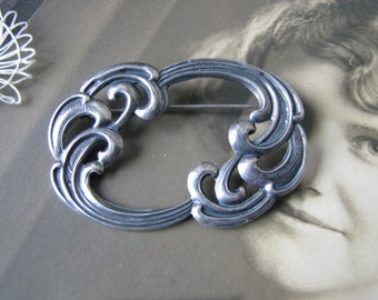 Art Nouveau Silver brooch, Sterling Silver Brooch, Antique Silver Brooch