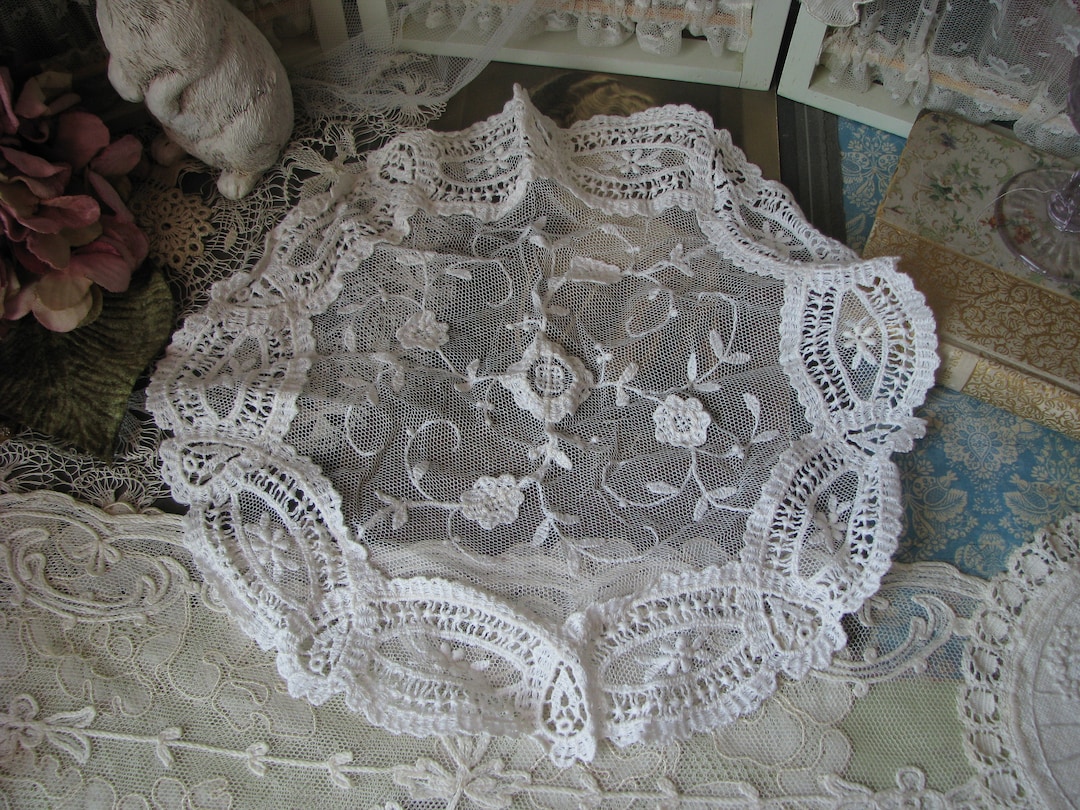 Vintage Lace Doily, Sheer Netting Lace, Wedding Lace Doily, Vintage ...