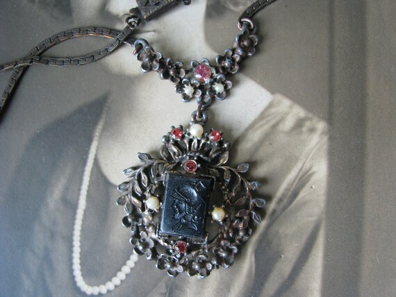 Vintage Rhinestone Necklace, Vintage Heraldic Nec… - image 2