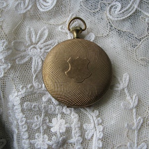 Vintage Pocket Watch Locket, Large Round Locket, Victorian Steampunk Locket, Vintage Brass Locket, Engraving Locket, Shield Locket, Cosplay image 1