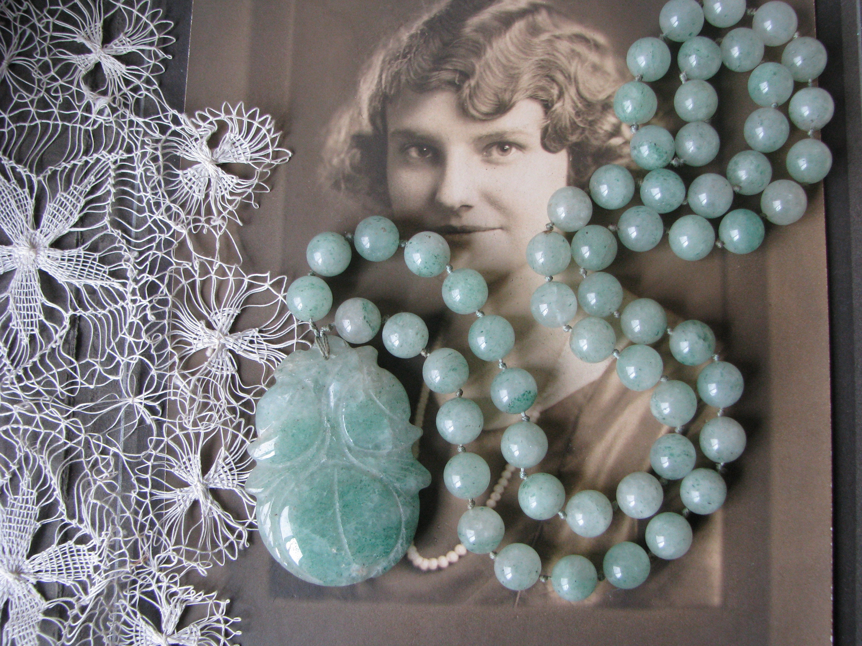 Halskette Chinesische Geschnitzt Antik Silber Perlen Vintage Jade Türkis Halskette Chinesische Geschnitzt Antik Silber Perlen Vintage Jade Türkis