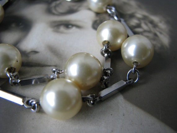 Vintage Pearl Bracelet, Glass Pearl Bracelet, Dou… - image 3