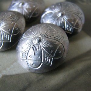 Antique Silver Buttons, 830 Silver Buttons. Antique Etched Silver buttons, Antique Flower Buttons,