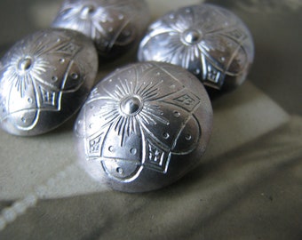 Antique Silver Buttons, 830 Silver Buttons. Antique Etched Silver buttons, Antique Flower Buttons,