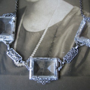 Art Deco Wedding Necklace, 1930&#39;s Paste Choker, Art Deco Filigree Choker, Art Deco Paste Necklace, Wedding Jewelry, Bridal Necklace