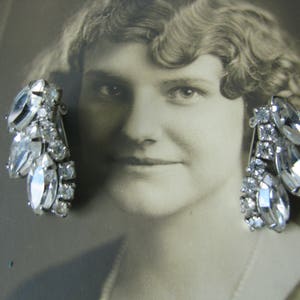 Vintage Rhinestone Earrings, Clip On Earrings, Wedding Earrings, Bridal Earrings, Wedding Jewelry, Bridal Jewelry
