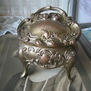 Art Nouveau Jewelry Chest, Antique Silver Plate Jewelry Chest, Silver Plate Jewelry Box, Gifts For Brides, Wedding Gifts, Bridal Gifts