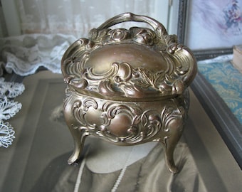 Art Nouveau Jewelry Chest, Antique Silver Plate Jewelry Chest, Silver Plate Jewelry Box, Gifts For Brides, Wedding Gifts, Bridal Gifts