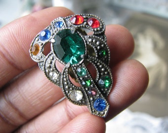 Franse jurk pin koi vis mythisch messing metalen sjaal broche clip groot mid-century statement sieraden model afzetten ongebruikelijk gemaakt in Frankrijk - België