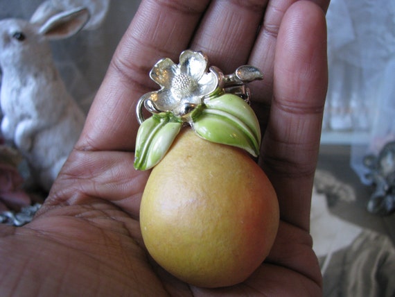 Vintage Pear Brooch, Vintage Fruit Brooch, Large … - image 1