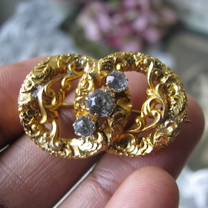 Victorian Gold Filled Love Knot Brooch, Antique Paste Jewelry