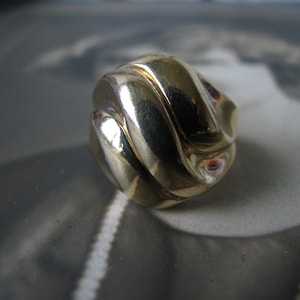 Vintage Vermeil Ring, Sterling Silver Wave Ring, Gold Plated Sterling Ring, 1980&#39;s Statement Ring, Heavy Silver Ring, Silver Fashion Ring