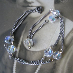 Vintage Crystal Necklace, Crystal bead Necklace, Bead Station Necklace, Vintage Wedding Necklace, Bridal Necklace, Wedding jewelry