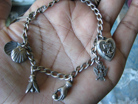 Vintage Charm Bracelet, Vintage Sweetheart Bracel… - image 7