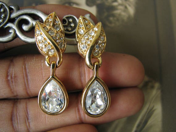 Vintage Swarovski Crystal Earrings, Swarovski Bri… - image 1