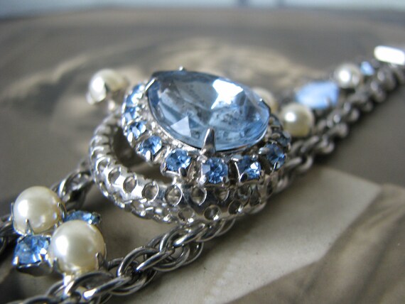 Vintage Rhinestone Bracelet, Faux Pearl Bracelet,… - image 6