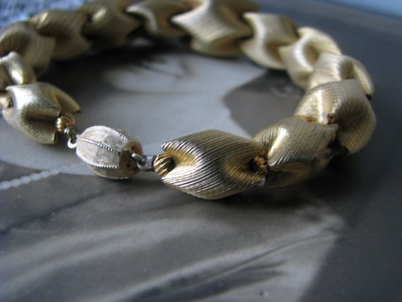 Vintage Gold Bracelet, Gold Bead Bracelet, Gold L… - image 3