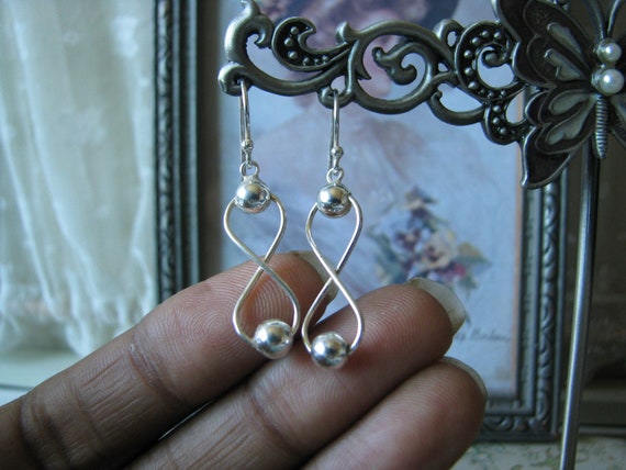 Sterling Silver Earrings, Figure 8 Earrings, Silv… - image 3